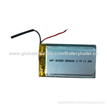 GSP903050 Lithium Polymer Rechargeable Battery Cell, 3.7V, 3,000mAh, RoHS Mark, Used for GPS